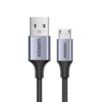 绿联 UGREEN Micro USB线铝壳款 2A 60144 US290 0.25米 (黑色)