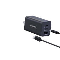 联想 LENOVO 口红电源迷你多功能USB-C折叠便携笔记本适配器 氮化镓三口 GaN 65W (黑色)