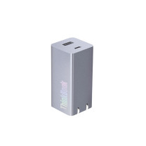 联想 LENOVO ThinkBook口红电源 4X21H72527 65W 双口 氮化镓 (银) (1C1A接口) 笔记本电脑 手机 平板 原装 电源适配器