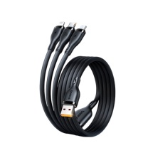 倍思 Baseus Q弹系列 一拖三快充数据线 USB to M+L+C 1.5米 (黑色)