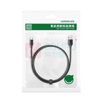 绿联 UGREEN USB-A to Type-C快充数据线 40498 0.25m 6A 100W (黑色)