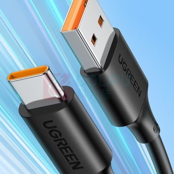 绿联 UGREEN USB-A to Type-C快充数据线 40498 0.25m 6A 100W (黑色)