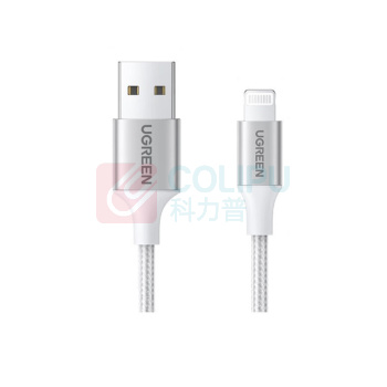 绿联 UGREEN USB-A to Lightning编织线 60160 0.5m (极光银)