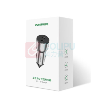 绿联 UGREEN 车载充电器 70594 50W 汽车点烟器一拖二车充