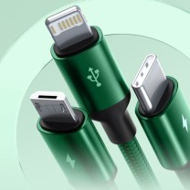 品胜 PISEN 三合一数据线 LH-AP06-1200 1.2米 (绿色)