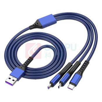 Morton 5A超级快充一拖三编织数据线1.2米 MR-02 (黑、蓝颜色随机)
