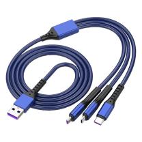 Morton 5A超级快充一拖三编织数据线1.2米 MR-02 (黑、蓝颜色随机)