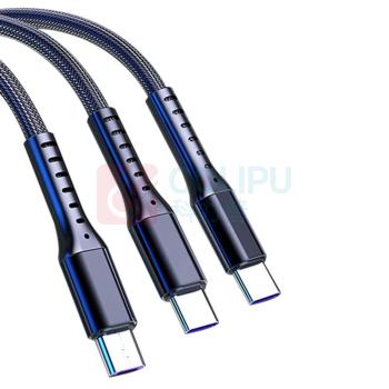 Morton 5A超级快充一拖三编织数据线1.2米 MR-02 (黑、蓝颜色随机)