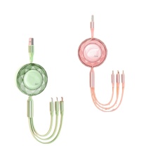 遥里逊 水晶一拖三快充数据线 YLX-3515A (草木绿、水晶紫、宝石蓝、樱花粉颜色随机发货)