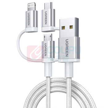 绿联 UGREEN MFi认证苹果安卓数据线三合一 USB-A 2.0 50203 US186 1.5米