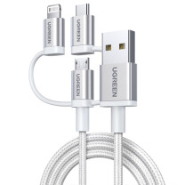 绿联 UGREEN MFi认证苹果安卓数据线三合一 USB-A 2.0 50203 US186 1.5米