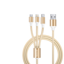 纽曼 Newmine 三合一充电线 苹果/Type-c/安卓USB-C一拖三数据线 适用iPhoneX/XS Max/XR/小米华为p30 金色 XS06
