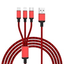 沃品 WOPOW 一拖三快充线 LC927 1.2米 (红)