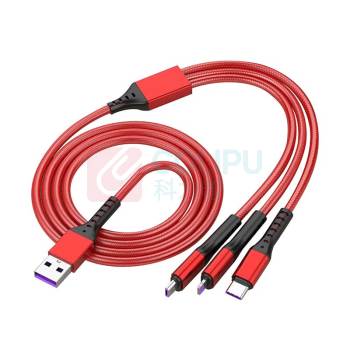 雷摄 LEISE 一拖三充电线 LS-301 1.2米 (红色)