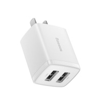 倍思 Baseus 苹果充电头双口充电器5V2.1A多口快充头 CCXJ010002 小极USB双口10.5W (白色)