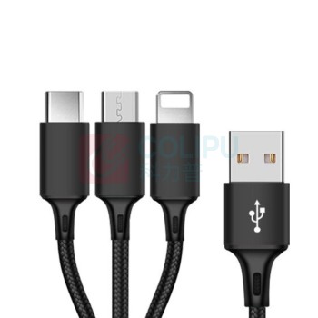 雷摄 LEISE 一拖三充电线 LS-301 1.2米 (黑色)