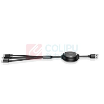 倍思 Baseus 金环一拖三伸缩数据线 CAMLT-JH01 USB For M+L+T 3.5A 1.2m (黑色)