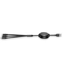 倍思 Baseus 金环一拖三伸缩数据线 CAMLT-JH01 USB For M+L+T 3.5A 1.2m (黑色)