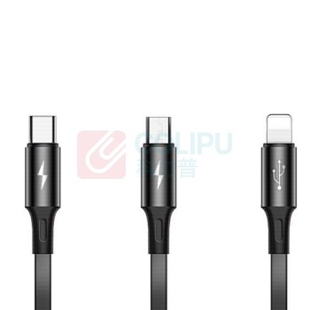 倍思 Baseus 金环一拖三伸缩数据线 CAMLT-JH01 USB For M+L+T 3.5A 1.2m (黑色)