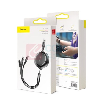 倍思 Baseus 金环一拖三伸缩数据线 CAMLT-JH01 USB For M+L+T 3.5A 1.2m (黑色)