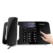 飞利浦 PHILIPS 座机 有线固定电话 办公家用 免电池 双接口 一键拨号 免提通话 来电显示 CORD492 (黑色)