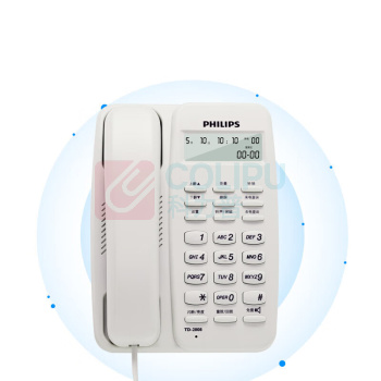 飞利浦 PHILIPS 电话机座机 固定电话 办公家用 免电池设计 来电显示 TD-2808 (白色)