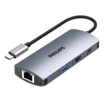 飞利浦 PHILIPS usb-c转hdmi网口拓展坞分线器 type-c 4K60Hz 适用华为苹果电脑转换器macbook网线转接头