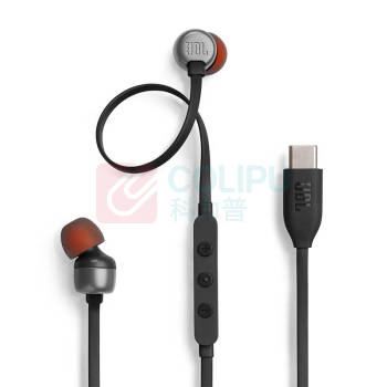JBL 耳机 TUNE310C Type-C接口, 入耳式 (黑色) 适用于USBc设备