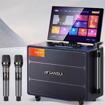山水 sansui 音箱套装 Q129 (拉杆音响) (黑色) 音响1,麦克风2支,显示屏