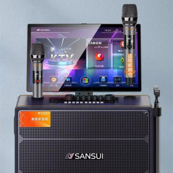 山水 sansui 音箱套装 Q129 (拉杆音响) (黑色) 音响1,麦克风2支,显示屏