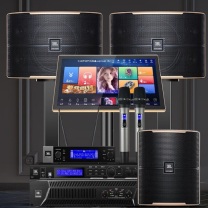 JBL Pasion10专业家庭ktv音响套装 12吋2.0豪华套装 含JBL音箱2个+功放1+效果器1+无线麦克风2+低音炮1+点歌机1台