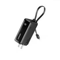 安克 ANKER 三合一能量棒 充电宝充电器 自带Type-C线 30W快充 A1636 5000毫安 (幻影黑)