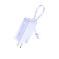 安克 ANKER 三合一能量棒 充电宝充电器 自带Type-C线 30W快充 A1636 5000毫安 (丁香紫)