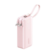 安克 ANKER 三合一能量棒 充电宝充电器 自带Type-C线 30W快充 A1637 10000毫安 (樱花粉)