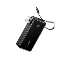 安克 ANKER 三合一能量棒充电宝 A1637 自带线10000毫安 30W移动电源-C线版 (黑色)