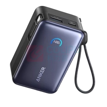 安克 ANKER 45W自带伸缩线快充 充电宝 移动电源 A1638 10000毫安 (黑色)