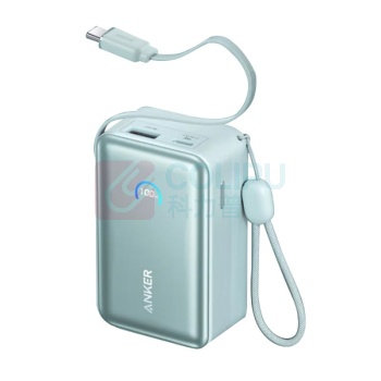 安克 ANKER 45W自带伸缩线快充 充电宝 移动电源 A1638 10000毫安 (绿色)