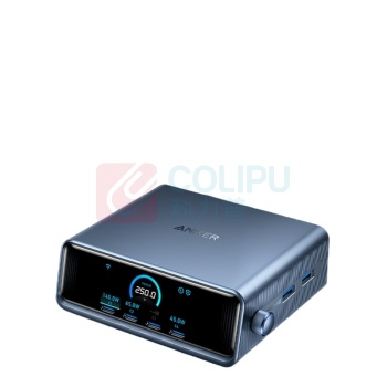 安克 ANKER 充电器 智能屏显桌面充电站 250W, 适用苹果17, 多口, PD快充, 适用Macbook笔记本, A2345, 黑色 (黑色)