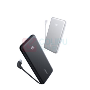 安克 ANKER 自带线数显移动电源 22.5W快充 A110D 10000mAh (黑色,白色随机发货)