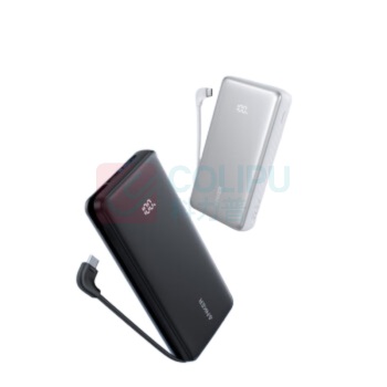 安克 ANKER 自带线移动电源 22.5w快充 A110E 20000mAh (黑色/白色随机发货)