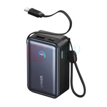 安克 ANKER 自带伸缩线移动电源 A1638 10000毫安45W (黑色)