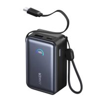 安克 ANKER 自带伸缩线移动电源 A1638 10000毫安45W (黑色)