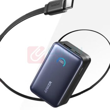 安克 ANKER 自带伸缩线移动电源 A1638 10000毫安45W (黑色)