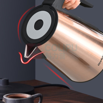 格来德 grelide 电热水壶 D2212 1.2L (金色) 双层防烫保温 304不锈钢 1.2KW