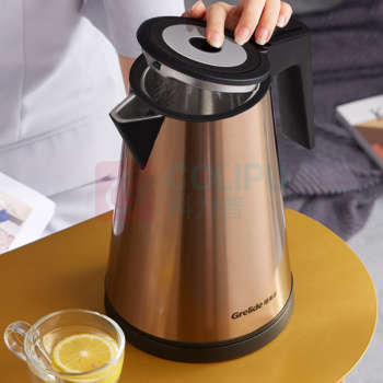 格来德 grelide 电热水壶 D2212 1.2L (金色) 双层防烫保温 304不锈钢 1.2KW