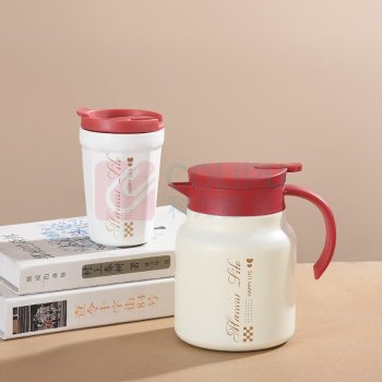 艾贝丽 秋枫茶语套装 健康饮水 ABL-43QF 焖茶壶1000ML+陶瓷杯400ML (石榴红)