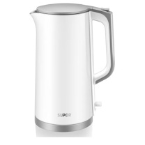 苏泊尔 SUPOR 烧水壶 1.7L 304不锈钢双层保温白色 