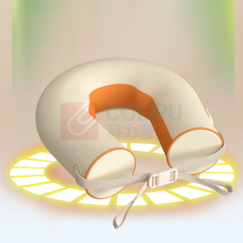 和正 HEZHENG 颈部按摩仪 肩颈护颈仪 HZ-U3 (浅黄+橙色) 【U型环颈】出差旅行二合一
