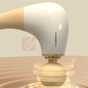 和正 HEZHENG 弯头筋膜枪 肌肉按摩器 颈椎腰背腿全身按摩仪 HZ-JMQ-8 0.5kg (米黄色) 【弧形手柄】捶背不求人