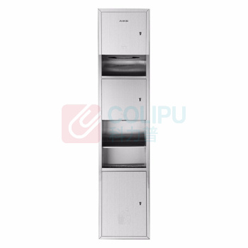 艾克 不锈钢三合一组合柜干手器 AK9258B 含嵌入式擦手纸盒+烘手器+垃圾箱